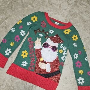 Festive Green Santa Sweater